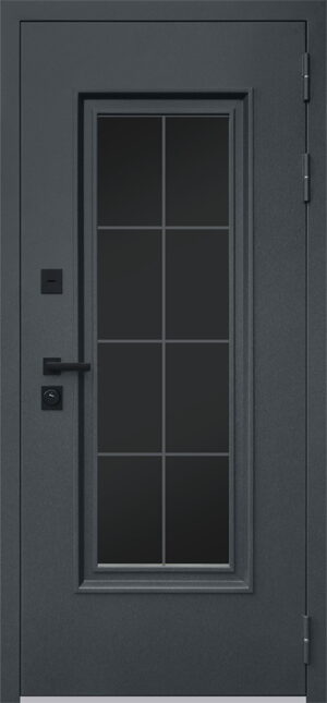 Стальная дверь Titanium с окном и английской решеткой терморазрыв 3к 2050x960 132кг