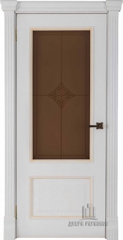 Дверь Гранд 1 Ромб Бронза (широкий фигурный багет) Дуб Patina Bianco Остекленная