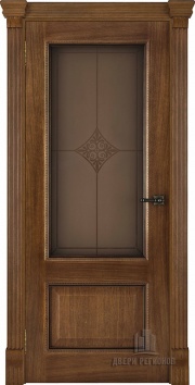Дверь Гранд 1 Ромб Бронза (широкий фигурный багет) Дуб Patina Antico Остекленная
