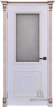 Дверь Итало (Багет 30) Патина капучино Эмаль белая Остекленная